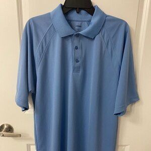 Extreme Performance Short Sleeve Collared Polo Shirt. Blue. Large. Sportswear.